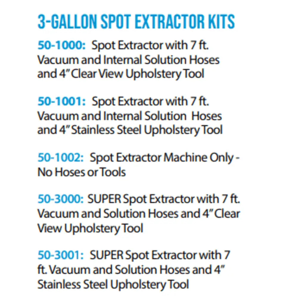 Sandia Super Spot 3 Gallon Extractor Kits 55 PSI Pump, 2 Stage Super Motor with 7 Ft. Vacuum and Solution Hoses